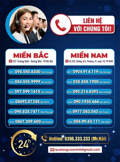 Danh sách liên hệ nhân viên kinh doanh Cao Minh gift
