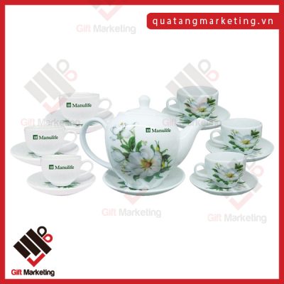 Bộ ấm chén hoa trắng phiên bản giới hạn