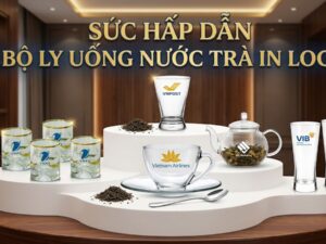 Sức hấp dẫn từ bộ ly uống nước trà in logo