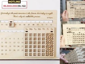 Lịch gỗ vạn niên - In khắc logo theo yêu cầu