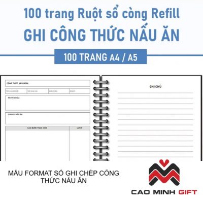 Sổ ghi chép công thức nấu ăn theo ngày/ tuần