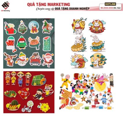 Bộ sticker chủ đề lễ tết, trung thu, noel – Quà tặng khuyến mãi ngành bánh kẹo tương tác cao với trẻ nhỏ