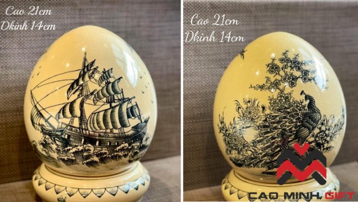 Quả trứng phong thủy tụ lộc bằng gốm sứ
