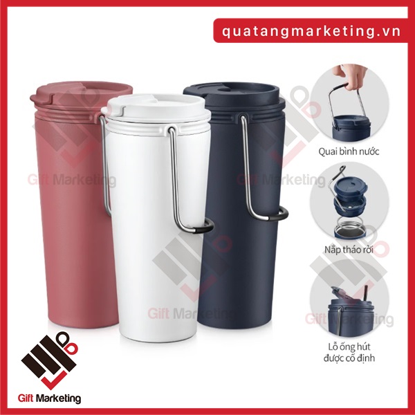 Cao Minh gift chuyên cung cấp ly giữ nhiệt có quai 600ml xinh xắn in logo theo yêu cầu làm quà tặng doanh nghiệp