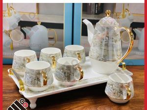 Bộ ấm chén quà tặng cao cấp mạ vàng ánh kim