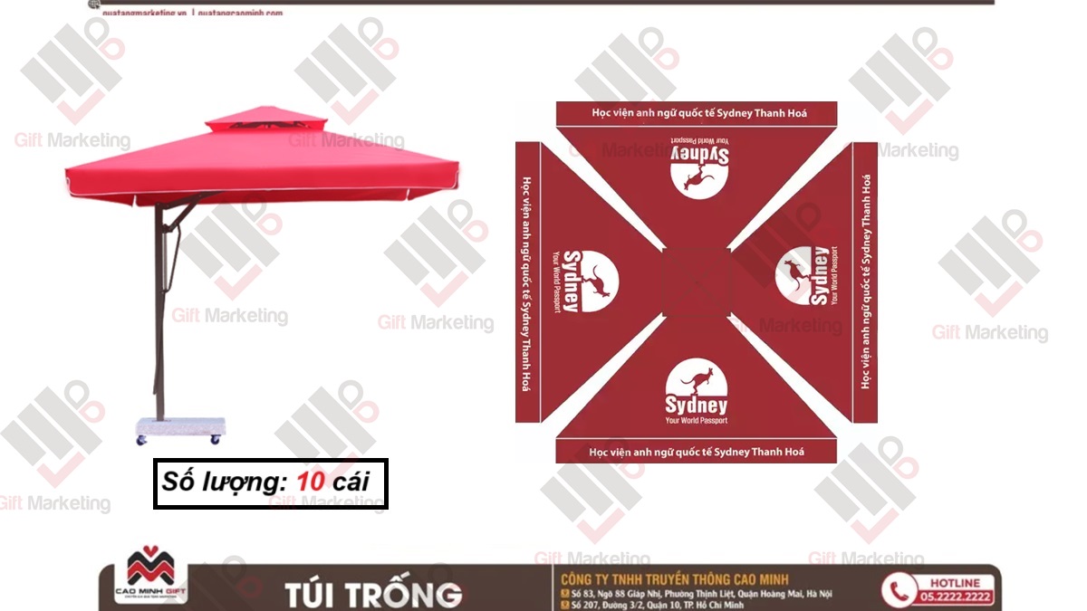 Dù lệch tâm 3m – Giải pháp quảng bá ngoài trời cho quán, sự kiện, thương hiệu