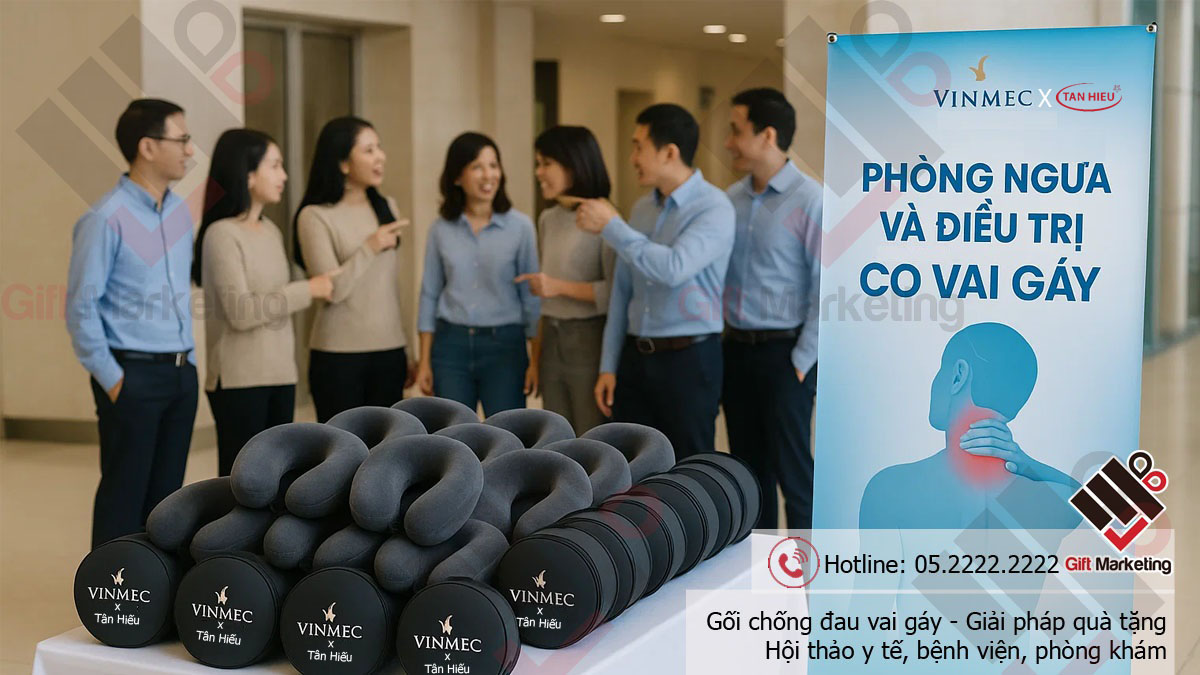 Gối chống đau vai gáy - Giải pháp quà tặng hội thảo y tế, bệnh viện, phòng khám