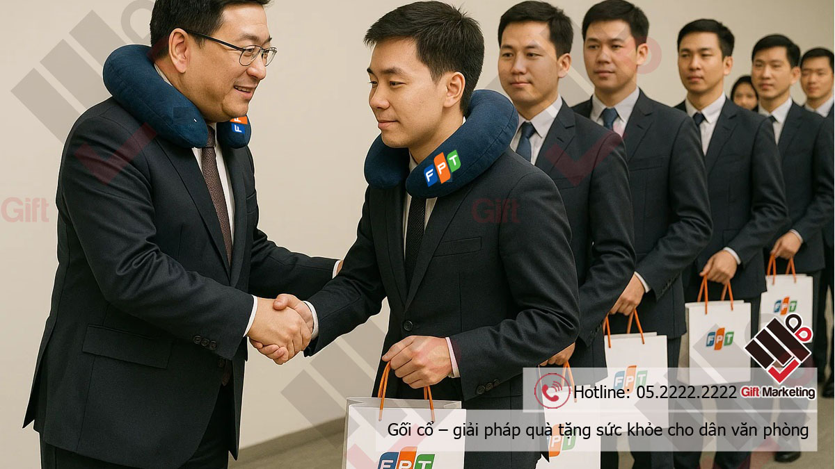 Gối kê cổ thêu logo – Quà tặng du lịch, kick-off siêu hot của thương hiệu lớn