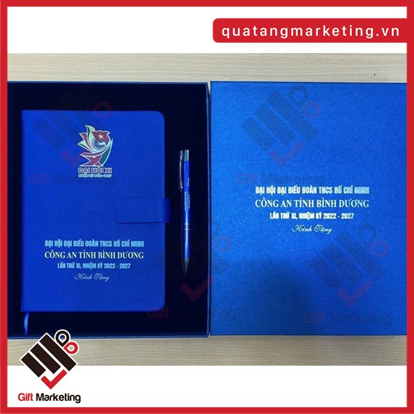 Bộ giftset sổ bút in logo Đại hội đoàn theo yêu cầu được hoàn thành bởi Cao Minh gift