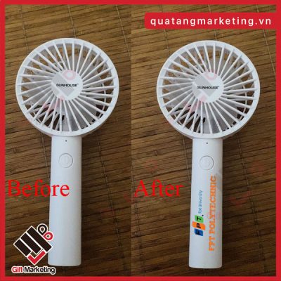 Quạt tích điện Sunhouse SHD7109 in logo theo yêu cầu giá rẻ, lấy nhanh, liên hệ Cao Minh gift 05.2222.2222