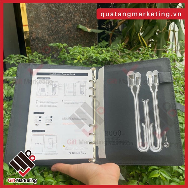 Review bên trong sổ sạc đa năng in logo theo yêu cầu do Cao Minh gift cung cấp