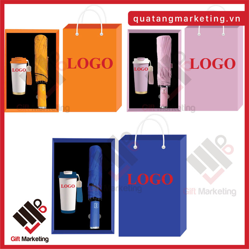 Set quà tặng 20-10 ô dù cốc giữ nhiệt 2 món