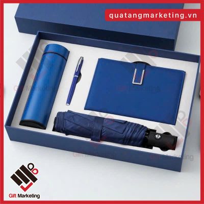 Set bình giữ nhiệt ô dù sổ tay bút ký 4 món