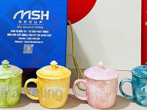 Cốc sứ vân đá – 13 gam màu thời thượng, quà tặng doanh nghiệp ấn tượng