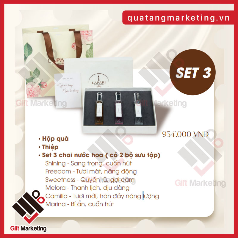 Set mix 3 chai nước hoa của 2 BST DOLCE RIVA và FREEDOM