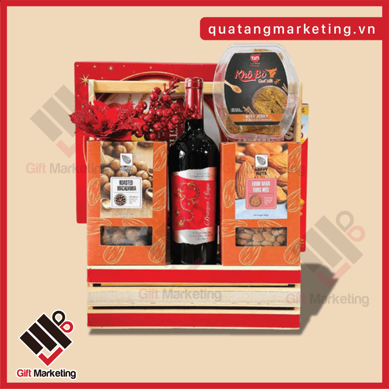 Giỏ quà Tết 1 triệu có hạt dinh dưỡng và khô bò