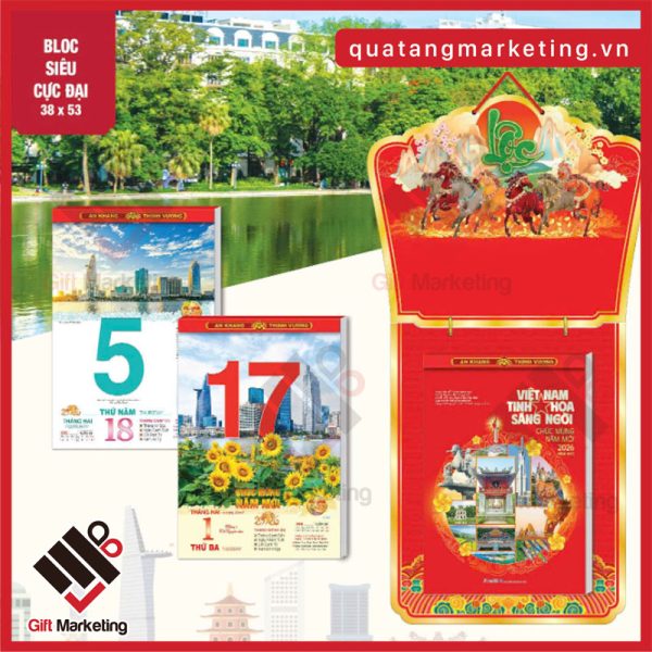 Mẫu lịch Bloc siêu cực đại AH 01 – Việt Nam tinh hoa sáng ngời