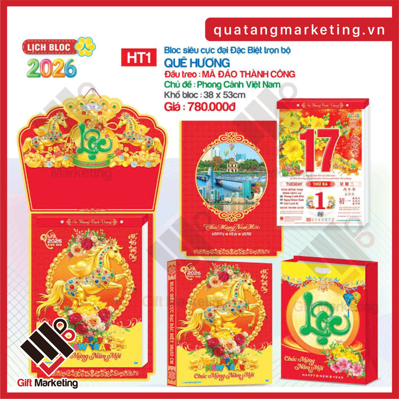 Mẫu lịch bloc siêu cực đại HT1 – Quê hương – Phong cảnh Việt Nam