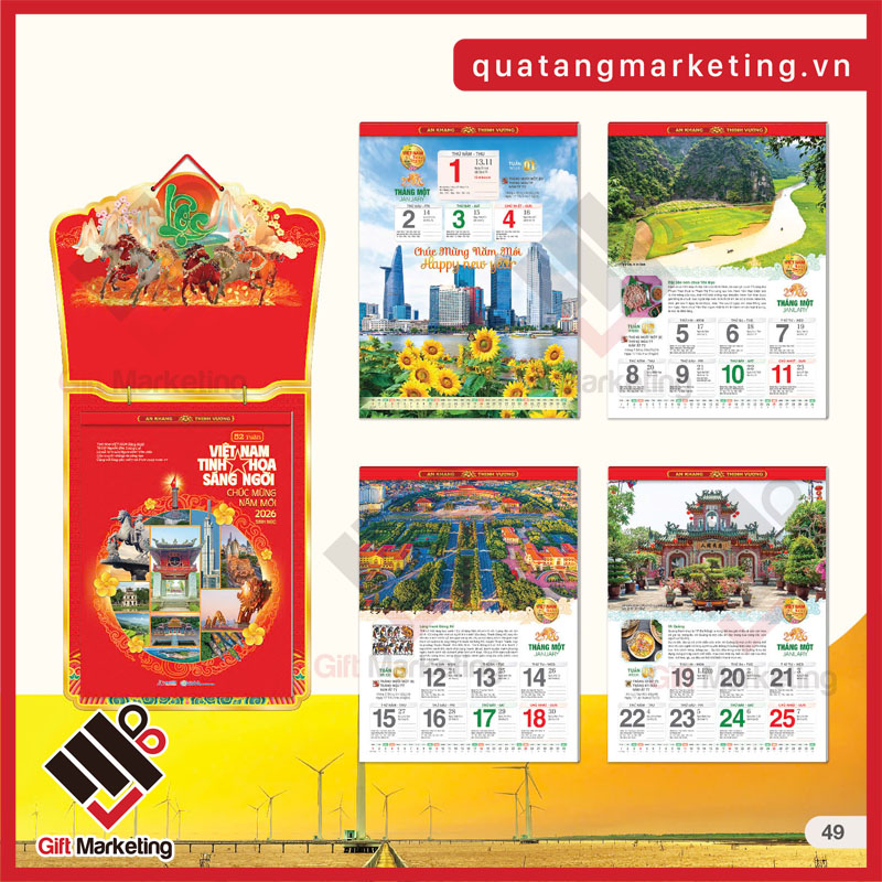 Lịch Tết 2026 chủ đề Việt Nam tinh hoa sáng ngời