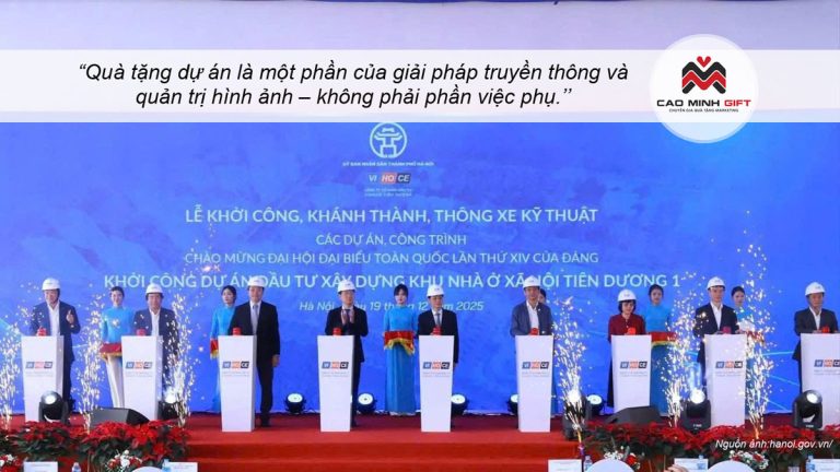 Lễ khởi công và vai trò của quà tặng in logo trong các dự án xây dựng trọng điểm