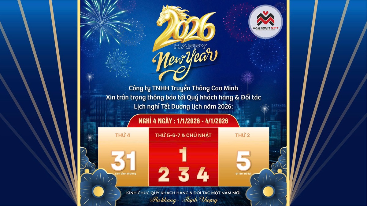 Thông báo nghỉ Tết Dương lịch 2026 | Công ty Quà tặng Cao Minh