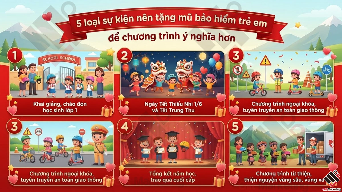 5 loại sự kiện nên tặng mũ bảo hiểm trẻ em để chương trình ý nghĩa hơn