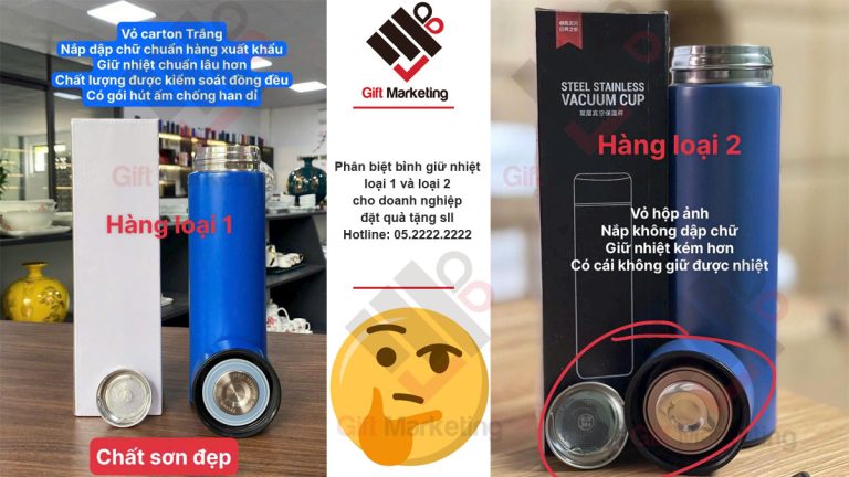 Phân biệt bình giữ nhiệt loại 1 và loại 2 cho doanh nghiệp đặt quà tặng in SLL