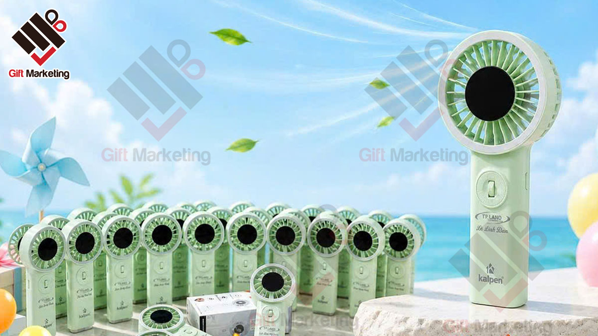 Phân tích case quạt cầm tay Kalpen in logo tạo điểm chạm thương hiệu dài hạn