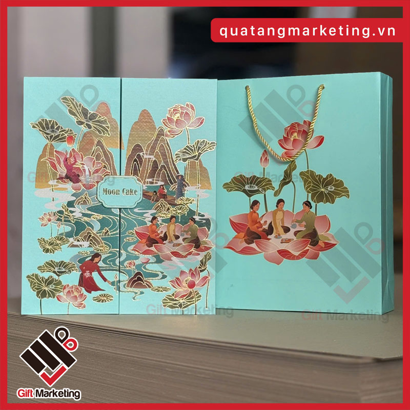 Hộp bánh trung thu xanh ngọc thanh lịch - BST 2026 mới nhất từ Cao Minh Gift