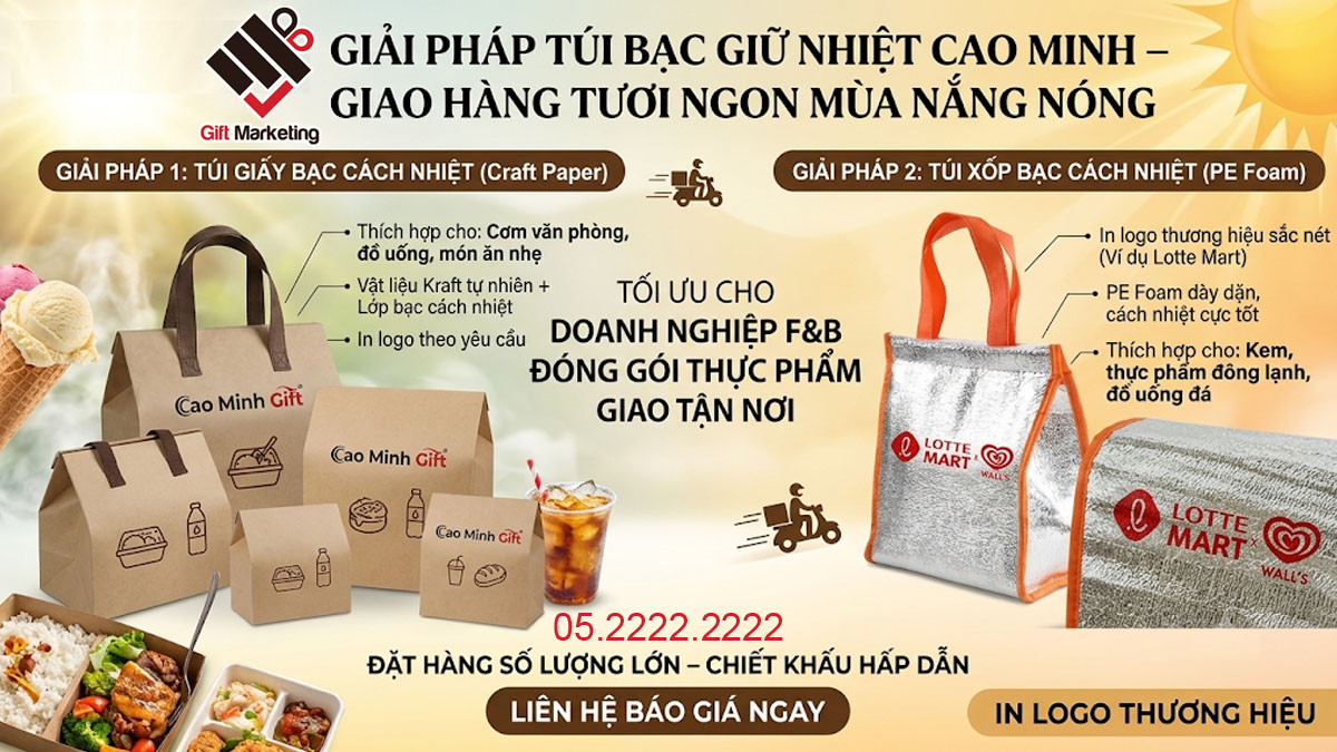 2 giải pháp túi bạc giữ nhiệt đóng gói thực phẩm giao tận nơi mùa nắng nóng