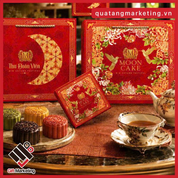 Hộp bánh trung thu màu đỏ Ngọc Nguyệt Thiên Hoa