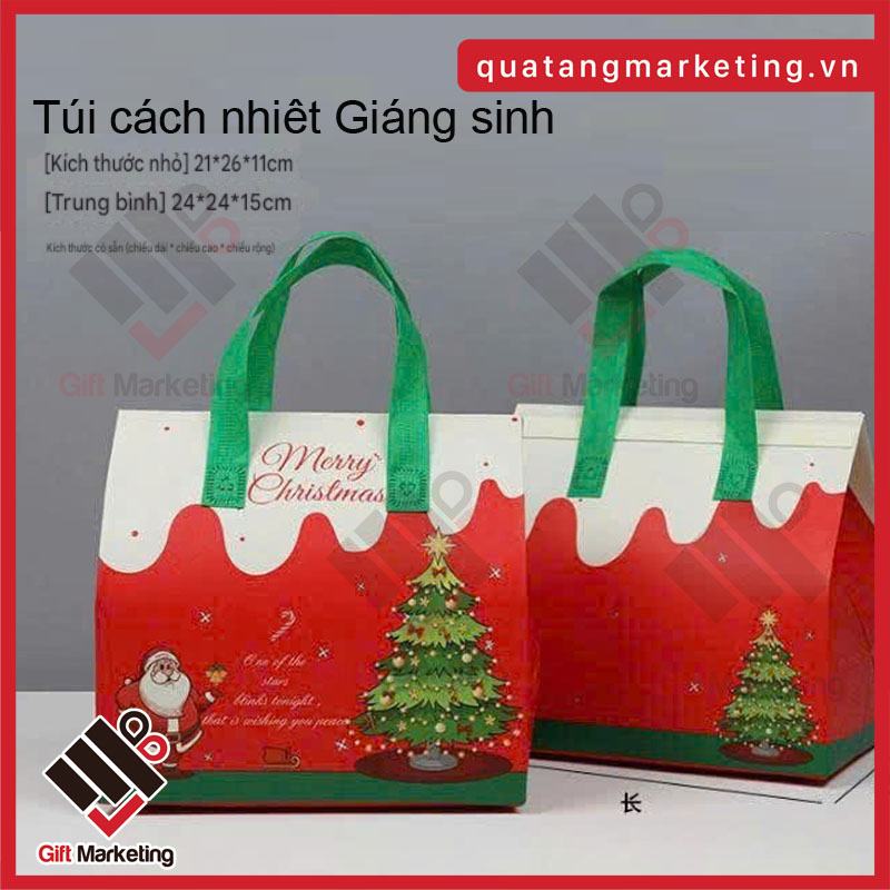 Kích thước túi giấy bạc cách nhiệt in hình Giáng sinh