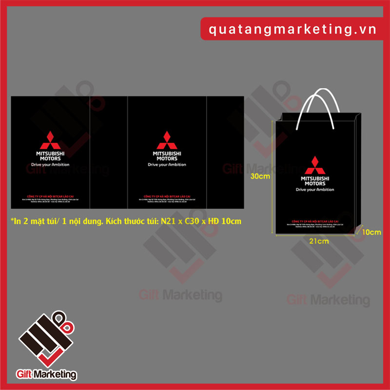 Túi giấy in logo Mitsubishi