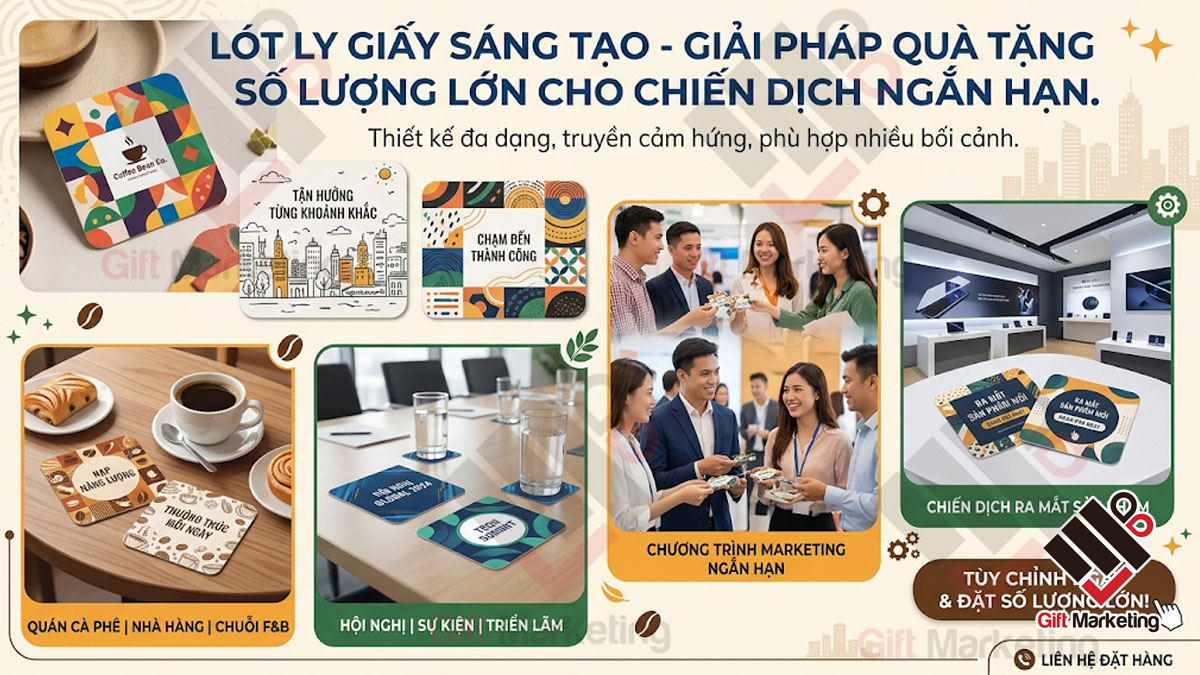 Lót ly giấy: Khi thương hiệu cần xuất hiện với số lượng lớn