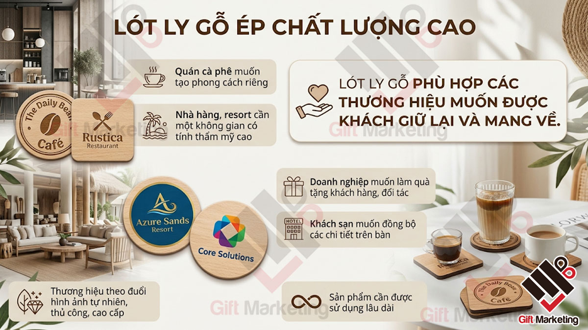 Lót ly gỗ: Khi thương hiệu muốn được giữ lại