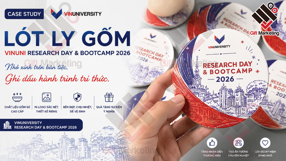 Lót ly gốm VinUni: Khi quà tặng sự kiện học thuật thành điểm chạm thương hiệu