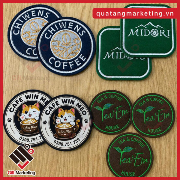 Cao Minh Gift - Chuyên cung cấp lót ly vải nỉ thêu logo theo yêu cầu số lượng lớn giá tốt