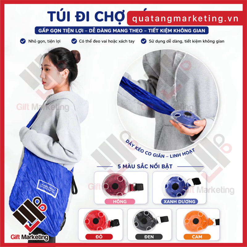 Túi đi chợ tự cuộn