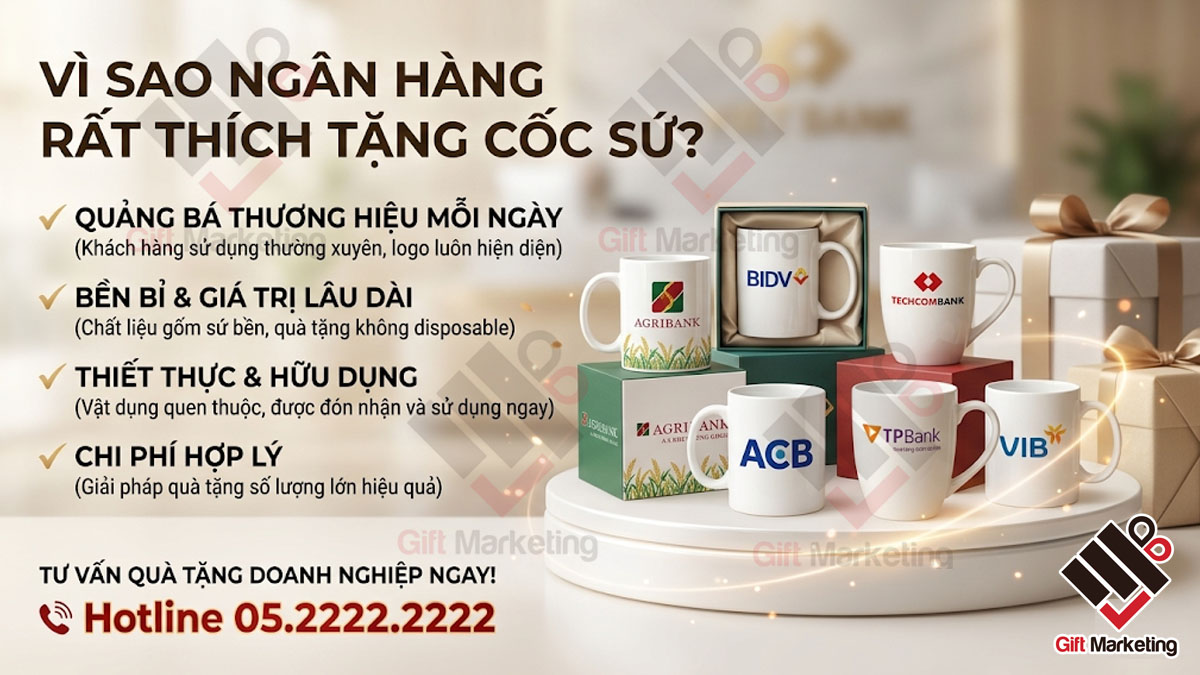 Vì sao ngân hàng rất thích tặng cốc sứ? Góc nhìn từ chuyên gia quà tặng