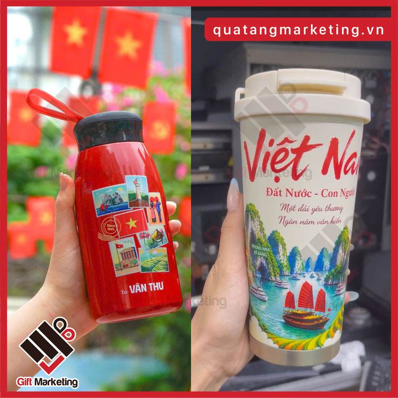 Bình cốc giữ nhiệt in hình và logo - Quà tặng ngày văn hóa Việt Nam ý nghĩa
