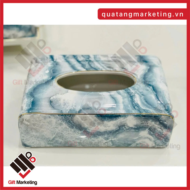 Hộp khăn giấy gốm sứ họa tiết vân đá