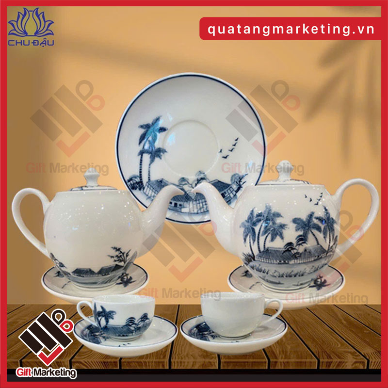 Quà tặng gốm sứ Chu Đậu - Bộ trà gốm đồng quê S3