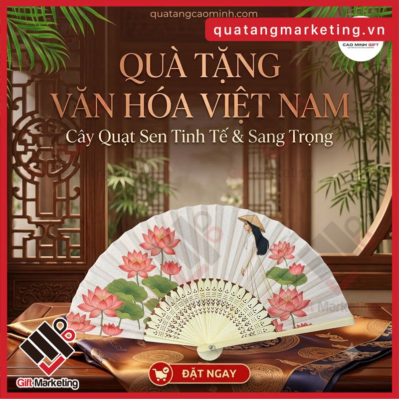Quạt giấy in hình - Quà tặng ngày Văn Hóa Việt Nam