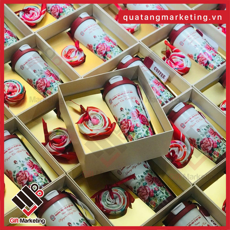 Set cốc giữ nhiệt và khăn lụa – lựa chọn nổi bật cho quà 20/10