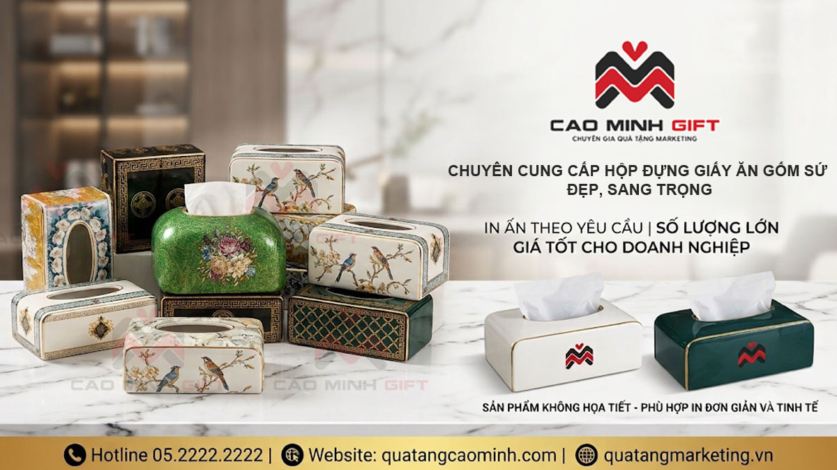 TOP 10 mẫu hộp đựng giấy ăn gốm sứ đẹp, sang trọng