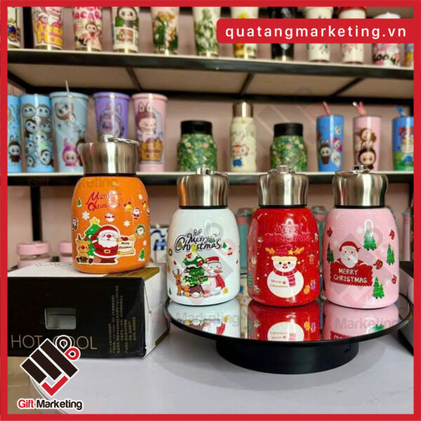 Bình giữ nhiệt giáng sinh in logo theo yêu cầu làm quà tặng doanh nghiệp, đặt số lượng lớn có giá tốt tại Cao Minh Gift