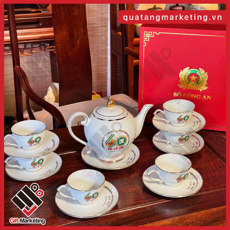 Cao Minh Gift - Chuyên cung cấp bộ ấm chén viền vàng in ấn theo yêu cầu