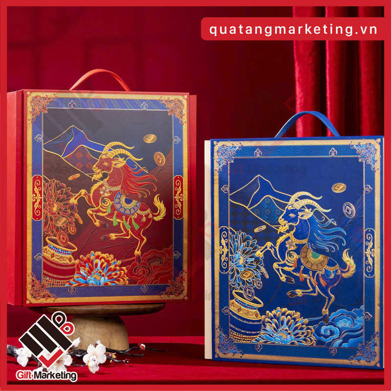 Cao Minh Gift - Chuyên cung cấp bộ hộp quà Tết dê tài lộc xanh đỏ cho năm Đinh Mùi 2027