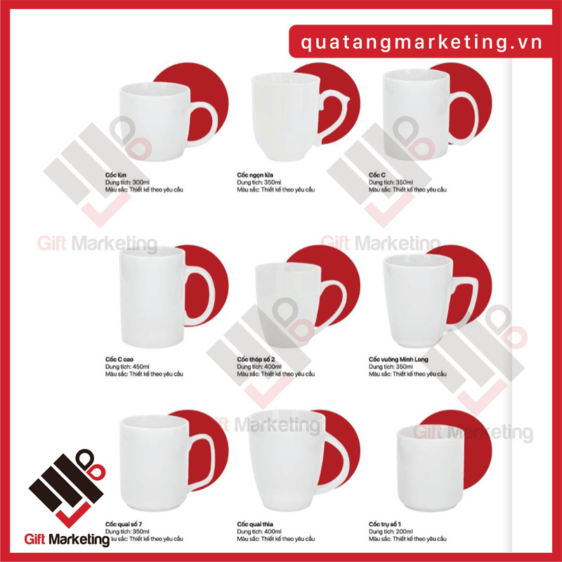 Các loại ly sứ cốc thiết kế theo yêu cầu tại Cao Minh Gift